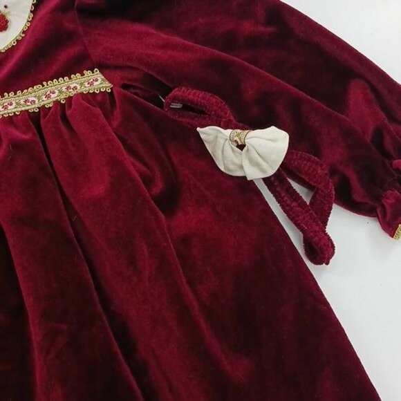 Good Lad Girls 24M Vintage Dress Red Velvet Holiday Christmas Party Outfit - Picture 4 of 6